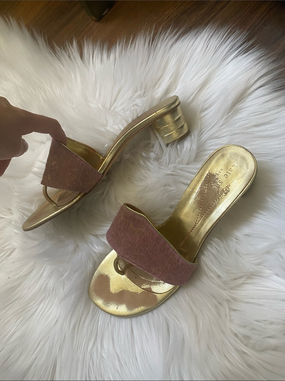 Kate Spade Gold and Dusty Rose Slide Sandals - Picture 2 of 4